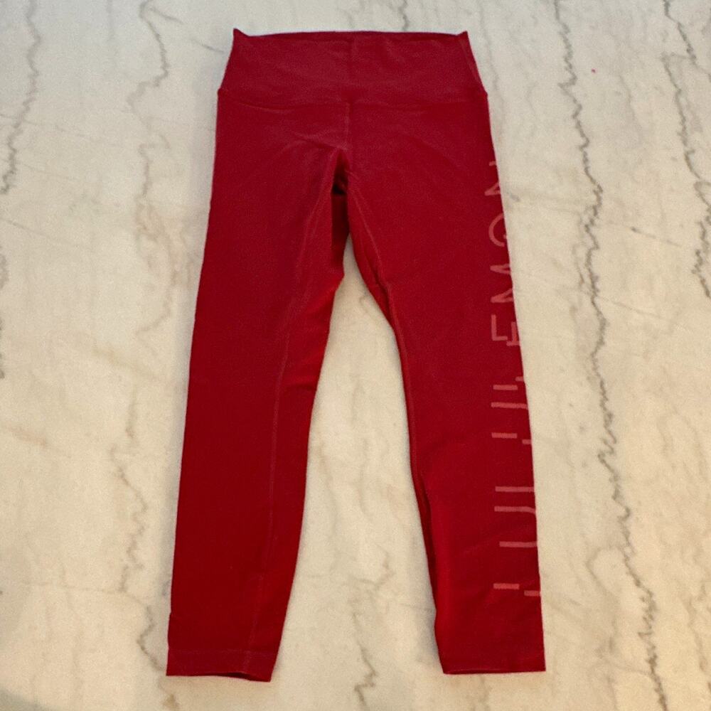 Lululemon High Rise Ankle Leggings Women’s Size 10 Red Solid 0053
